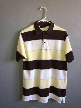 Vintage Oxford Polo London Short Sleeve Striped Shirt Size Medium